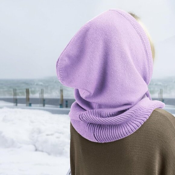 Unisex Purple Blue Beanie Skull Cap with Drawstring Warm Winter Hats Outdoor main image 5